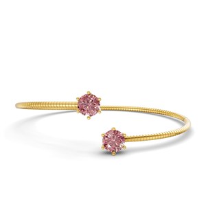 กำไลข้อมือเพชรแล็บสีชมพูสดใสเอโลรา เฟล็กซี่ ไวท์โกลด์ 14 กะรัต (1 กะรัต) ทูวี. ดีไซน์แบบยืดหยุ่น ครึ่งวงกลม แบบมินิมอล สำหรับทุกเพศ ขายส่ง - Product Image 2