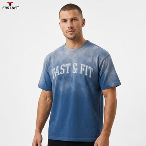 T-shirt à manches courtes et col rond pour homme, effet délavé, prix de gros, T-shirt délavé pour homme - Product Image 6