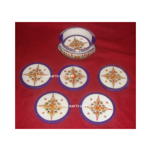 Nouvel ensemble de sous-verres tendance et de qualité supérieure en marbre peint, forme arrondie, pour la maison et les restaurants, idéal pour poser sous les verres. - Product Image 3