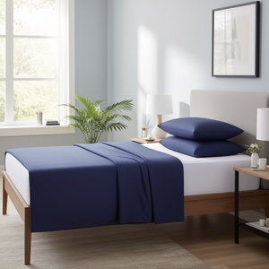 Parure de draps unie foncée 400 fils/pouce² 100 % coton taille Queen, comprenant des draps-housses et des draps plats, pour la maison, l'hôtel, unis, approuvés pour les hôpitaux - Product Image 3