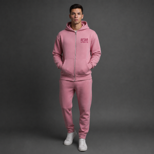 Chándal Deportivo 2 en 1 para Hombre, con Capucha, Oversize, de Algodón 100% Lavado, con Bordado Personalizado y Estampado, con Cremallera, Color Liso - Product Image 4