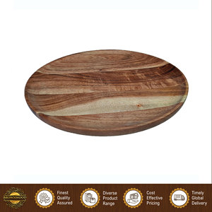 Fournisseur en gros de plateaux ronds en bois d'acacia naturel de qualité supérieure, faits à la main, provenant d'Inde - Product Image 3