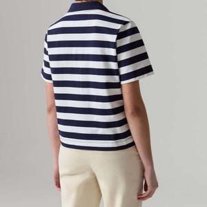 Chemise polo pour femme à rayures, col rabattu, manches courtes, tissu respirant en coton et polyester, chemises polo pour femme - Product Image 4