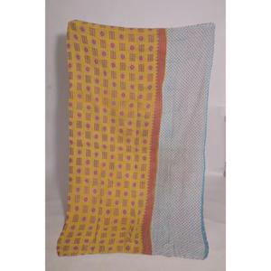 Bohemian Indian Kantha <b>Quilt</b> Vintage Floral Printed Handmade Cotton Reversible Bedspread <b>Throw</b> Blanket - Product Image 2