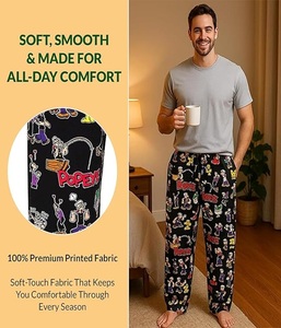 Pantalon droit classique léger pour homme, de haute qualité, imprimé sur toute la surface, avec fermeture élastique et cordon de serrage - Product Image 4