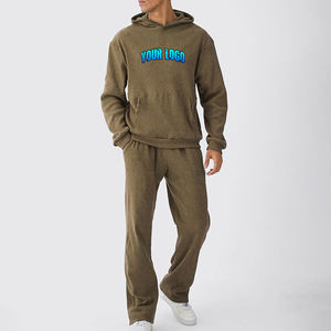 Ensembles de survêtements unisexes 2 pièces en molleton bouclette 500 GSM, comprenant des sweats à capuche oversize et des pantalons évasés, personnalisables avec votre marque - Product Image 1