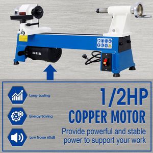 Mini Torno de Madera de 10 x 18 Pulgadas, 5 Velocidades Variables, 500/750/1150/1800/3200 RPM, Torno de Madera de Banco - Product Image 2