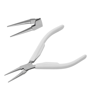 <b>Long</b> <b>Nose</b> Pliers 140mm Stainless Steel Smooth Jaws Plastic White Handles Precision Needle <b>Nose</b> Crimping Fishing Jewelry Making - Product Image 1