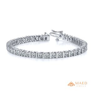 Pulsera de tenis de moissanita en tono plateado para mujer, pulsera de cadena y eslabones finos con piedra redonda, joyería de moda, elegante regalo de aniversario - Product Image 1