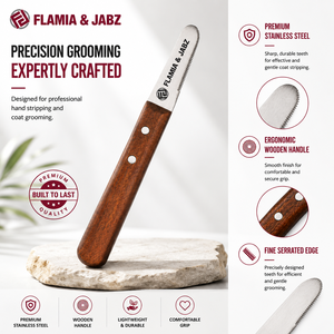 Cuchillo de pelaje Flamia & Jabz para perros, peine de cardado para mascotas terrier, peines de acero inoxidable para zorros, gatos, perros, caballos, peine de madera - Product Image 2