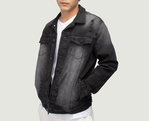 Veste en jean slim fit de haute qualité pour l'automne, en tissu de coton, avec logo personnalisé, pour hommes, style streetwear décontracté, vente en gros - Product Image 4