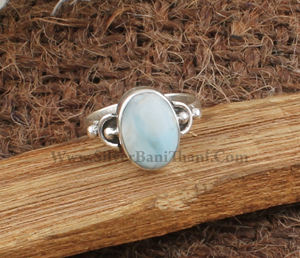 Anillo de Boda Clásico con Engaste de Bisel de Larimar Natural al por Mayor, Plata de Ley 925, Piedra Azul Genuina, Joyería Fina de Gemas de Alta Calidad - Product Image 3