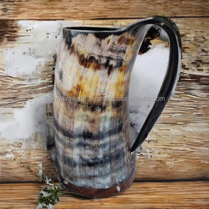 Mug à boire en corne de loup sculpté à la main, prix économique, avec base en bois, capacité 600 ml, pour vin de fête - Product Image 5