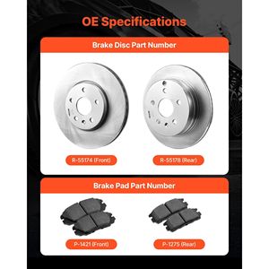 Kit de Reparación de Frenos de Cerámica Compatible con Chevrolet Equinox 2010-2017 y GMC Terrain 2010-2017, Rotores de Freno Huecos, Frenos Delanteros y Traseros - Product Image 3