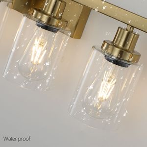 Moderna Lampada da Parete Dorata a 6 Luci da 37 Pollici con Paralumi in Vetro Trasparente e Struttura in Ferro per Specchio e Bagno - Product Image 6