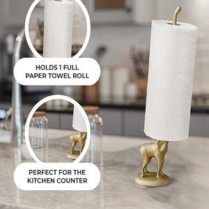 Casted Iron <b>Paper</b> Towel Holder, Metal Toilet or <b>Kitchen</b> <b>Paper</b> Holder for Floor or Countertop, Elephant Design Roll Holders - Product Image 5