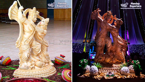 แท่นแต่งงานหรูหรา FRP Diya Ladies Sale แท่นแต่งงาน FRP ดีไซน์ใหม่ Diya Lady ตกแต่งเวทีงานแต่งงาน รูปปั้น Diya Lady - Product Image 5