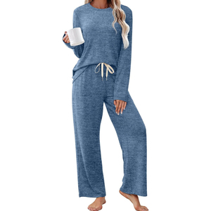 Ensemble de vêtements de détente longs pour femmes en deux pièces, en polyester/coton doux, personnalisable, fabricant OEM ODM, marque privée - Product Image 6