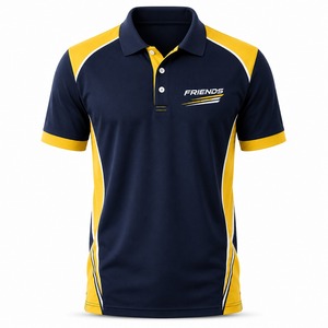 Polo de Manga Corta para Hombre, Color Azul Marino y Amarillo, Diseño Deportivo de Secado Rápido, Logotipo Frontal, Tejido de Punto - Product Image 5