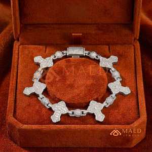 925 Silver Bone Link Bracelet Luxury <b>Iced</b> <b>Out</b> <b>Chain</b> Bracelet for Women Men Fine <b>Chain</b> Link Bracelets Fashion - Product Image 4