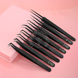 Private Label 90 Degree Volume Eyelash Extension Tweezers Fiber Grip Isolation Tweezer Curved Boot Lash Appplicator Tweezer - Product Image 6