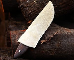 Cuchillo de lobo hecho a mano de acero D2, grabado con cincel, con funda. - Product Image 6