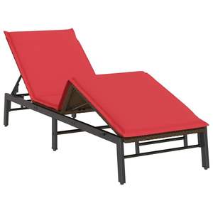 Tumbona de Ratán Sintético Marrón con Cojín, Cómoda Tumbona para Exteriores - Product Image 5