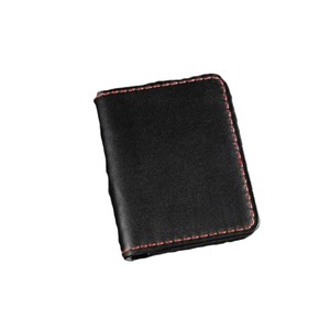 Handmade Black Cowhide Bifold Billfold <b>Slim</b> Card Organizer Red Contrast Stitching Detail Compact Multi Pocket Minimalist <b>Wallets</b> - Product Image 6