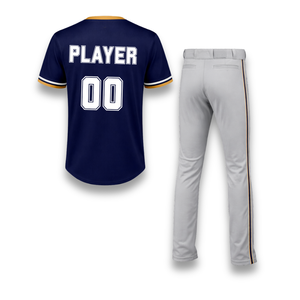 Conjunto de Uniforme de Béisbol Personalizado para Hombre, Pantalones Azul Marino y Blancos, Manga Corta, Logotipo Bordado, Corte Regular, Poliéster, para Todas las Temporadas - Product Image 2