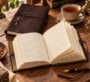 Vintage Handmade Leather Journal Wholesale deckle edge paper leather <b>notebook</b> - Product Image 3