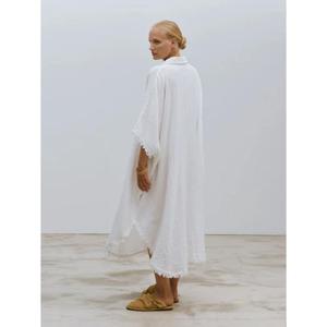 Vestido Kaftán Extra Grande de Algodón Blanco para Mujer, Bordado, con Botones, para la Playa, Estilo Maxi - Product Image 6