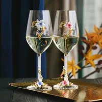 Ensemble de 2 verres à vin floraux, verrerie à vin, verres à vin, cadeaux de Noël