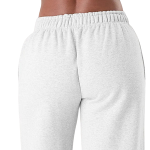 Pantalon de survêtement blanc pour femme, coupe large et décontractée, en molleton premium, taille élastique, idéal pour la détente, l'entraînement et le sport - Product Image 5