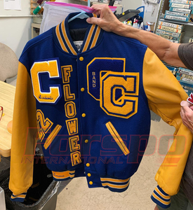 Veste bomber de baseball en cuir avec broderie chenille, vente en gros - Product Image 3