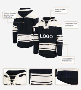 เสื้อฮอกกี้น้ำแข็งแบบขายส่ง คุณภาพสูง 100% โพลีเอสเตอร์ ลายทาง ชื่อผู้เล่นอเมริกันหลากหลายแบบ สำหรับฮอกกี้น้ำแข็ง แบบสั่งทำได้ 男女兼用 - Product Image 2
