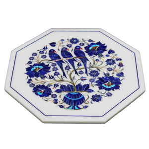 New Design Royal Lapis Lazuli Marble Inlay <b>Plate</b> | Handcrafted Pietra Dura <b>Decorative</b> <b>Wall</b> Art - Product Image 2