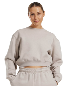 Women's Oversized Custom Logo Solid Pattern Front Embroidery Decoration Winter Crew Neck Crew Women's Oversized Sweatshirt - Product Image 1