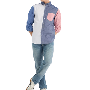 Chemise Homme Color Block Manches Longues Décontractée Boutonnée en Popeline de Polyester Douce et Respirante OEM ODM Vente en Gros - Product Image 5