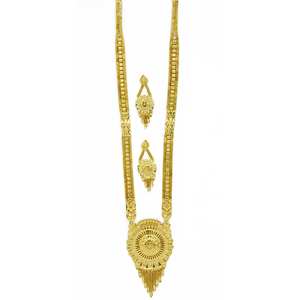 Juego de Collares Rani Haar con Diseño Floral en Oro Micro de 14K, 18K y 24K, Joyería de Latón Dorado de Moda, Juego de Joyería para Bodas Indias - Product Image 3