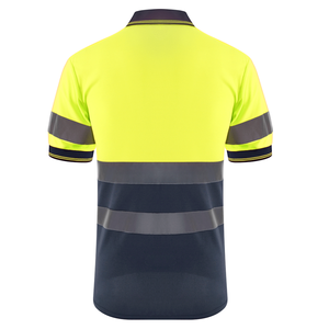 Camisa de Seguridad de Alta Visibilidad Clase 2, Camisa de Trabajo Polo Reflectante Amarilla y Azul Marino de Manga Corta con Bolsillo en el Pecho - Product Image 4