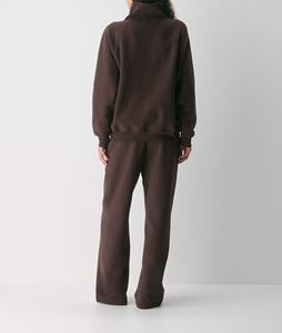 Womens Dark Brown <b>Mock</b> <b>Neck</b> Sweatshirt Premium Heavyweight Fleece Pullover Oversized Loungewear Casual Activewear <b>Top</b> - Product Image 5