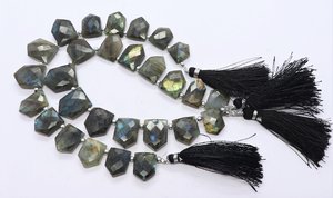 Perles de Labradorite Naturelle Facettées Forme Cabochon Effet Flashy AAA 12x16-15x20 MM, Perles de Pierre Précieuse de Labradorite Fine, Labradorite Facettée de 9 Pouces - Product Image 2