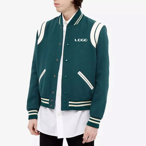 Veste de sport pour homme Econex, blanche et bleue, style varsity, avec patch brodé, col rabattu, coupe classique, coupe-vent, polyester/coton - Product Image 3