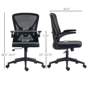 Sedia da Ufficio Ergonomica Nera con Supporto Lombare, Altezza Regolabile, Braccioli Ribaltabili, Design Contemporaneo per Dirigenti e Scrivanie - Product Image 3