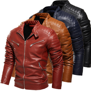 Veste en cuir pour homme, cuir de qualité supérieure, veste de motard, coupe classique, fermeture éclair, col montant, chaude, hiver, décontractée, extérieur - Product Image 5