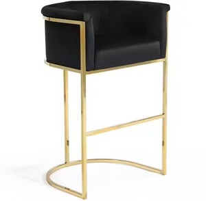 Silla de bar y silla de salón de calidad premium con estructura de alambre entrelazado chapado en oro para fiestas de cóctel elegantes. - Product Image 4