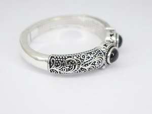 Black Onyx Oval Gemstone Bangle 925 Sterling <b>Silver</b> Adjustable <b>Cuff</b> Handmade Statement Jewelry Gift For Women - Product Image 5