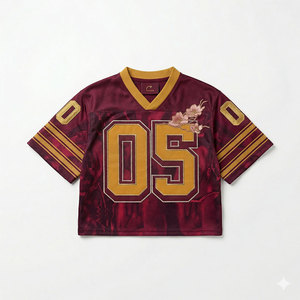 Fashion Sportswear Club Polyester V Neck <b>Mesh</b> American Football Retro Breathable Quick Dry Plus Size Men's Adult Shorts - Product Image 1