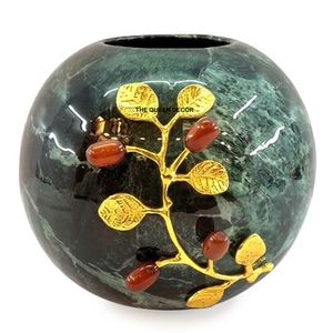 Newest Creative <b>Aluminum</b> Metal Round Shape Gold Plated Metal Vase Modern Antique <b>Table</b> Top Home Accent - Product Image 5