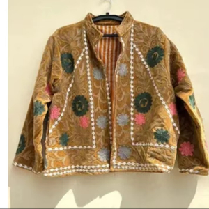 Top Rated Suzani Embroidered Jacket Floral Hippie Cropped <b>Coat</b> Women Winter Warm Outerwear Factory Direct Wholesale - Product Image 1